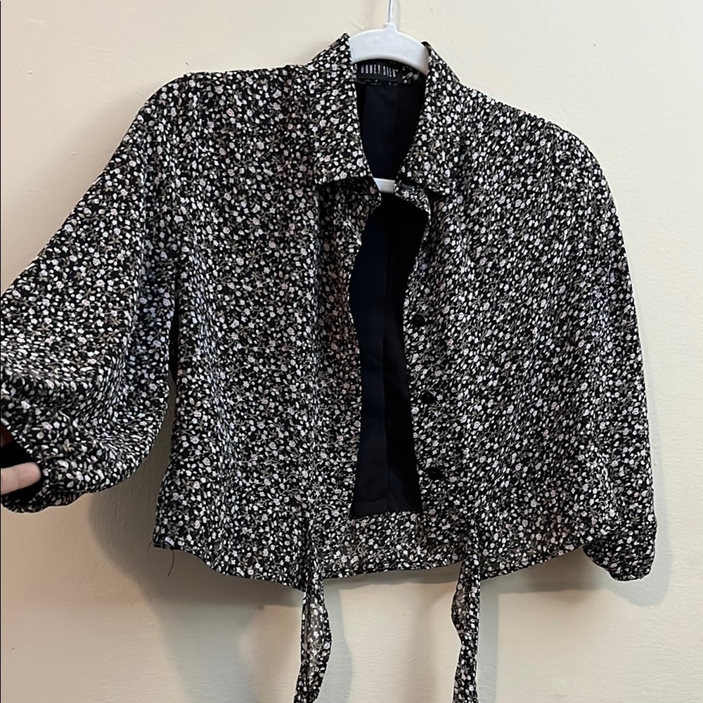Black and White Floral Blouse